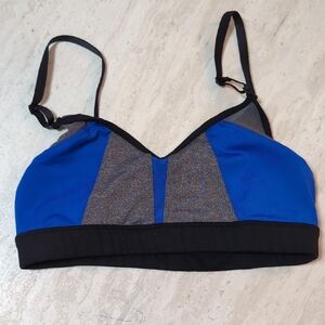 ALO Yoga Blue and Gray Sports Bra Moisture-Wicking Design